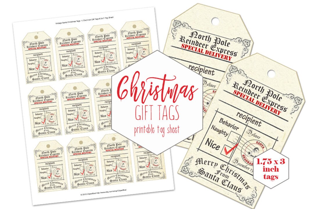 PRINTABLE CHRISTMAS Gift Tags for Kids Naughty or Nice From - Etsy