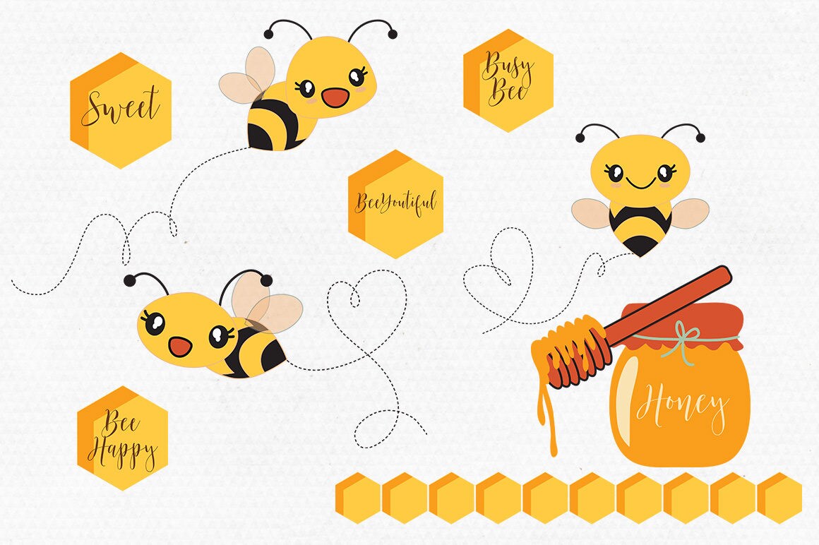 CUTE HONEY BEES Clipart for Commercial Use Planner Sticker Clip Art ...