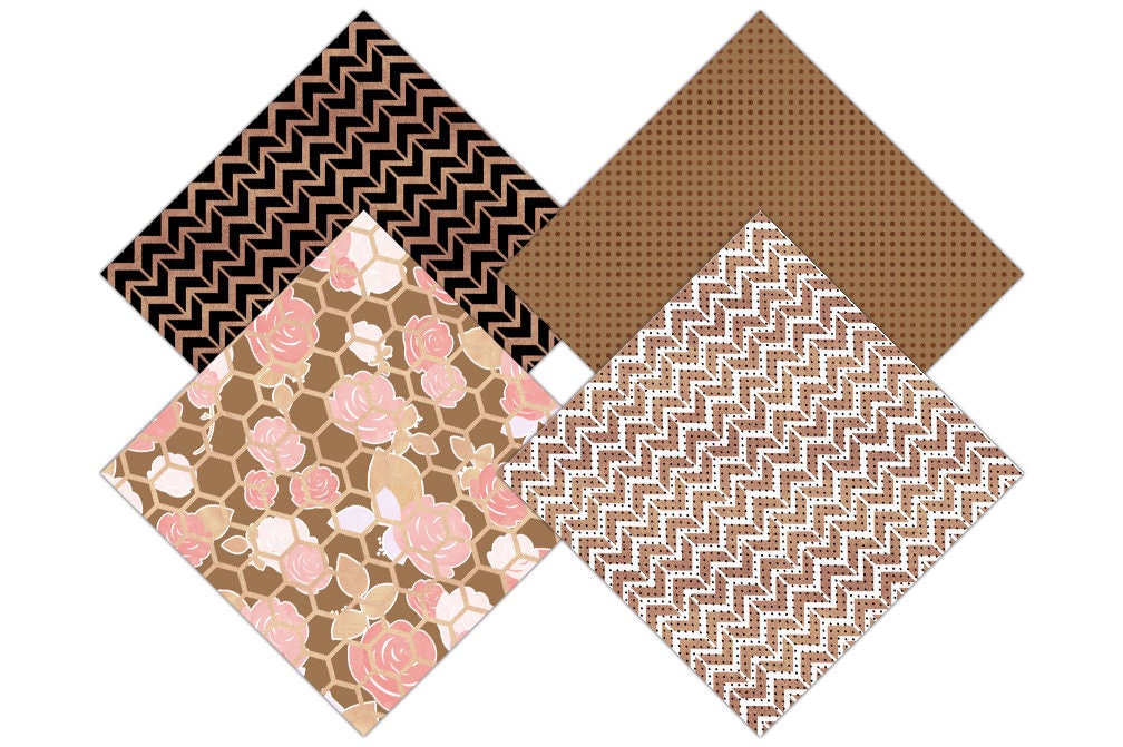 Download ROSE GOLD FLORAL Digital Paper Pack Commercial Use Pink ...