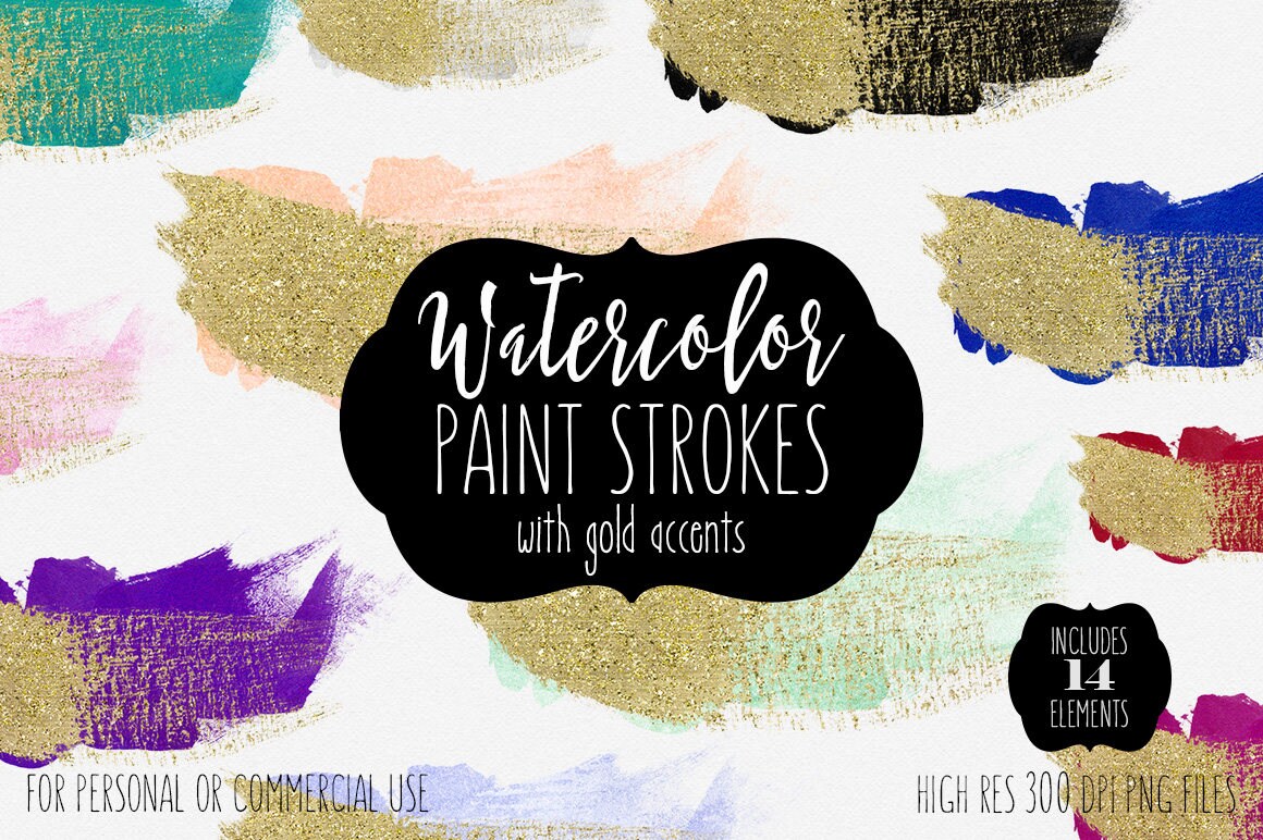 Download GOLD BRUSH STROKES Clipart Commercial Use Clip Art 14 ...