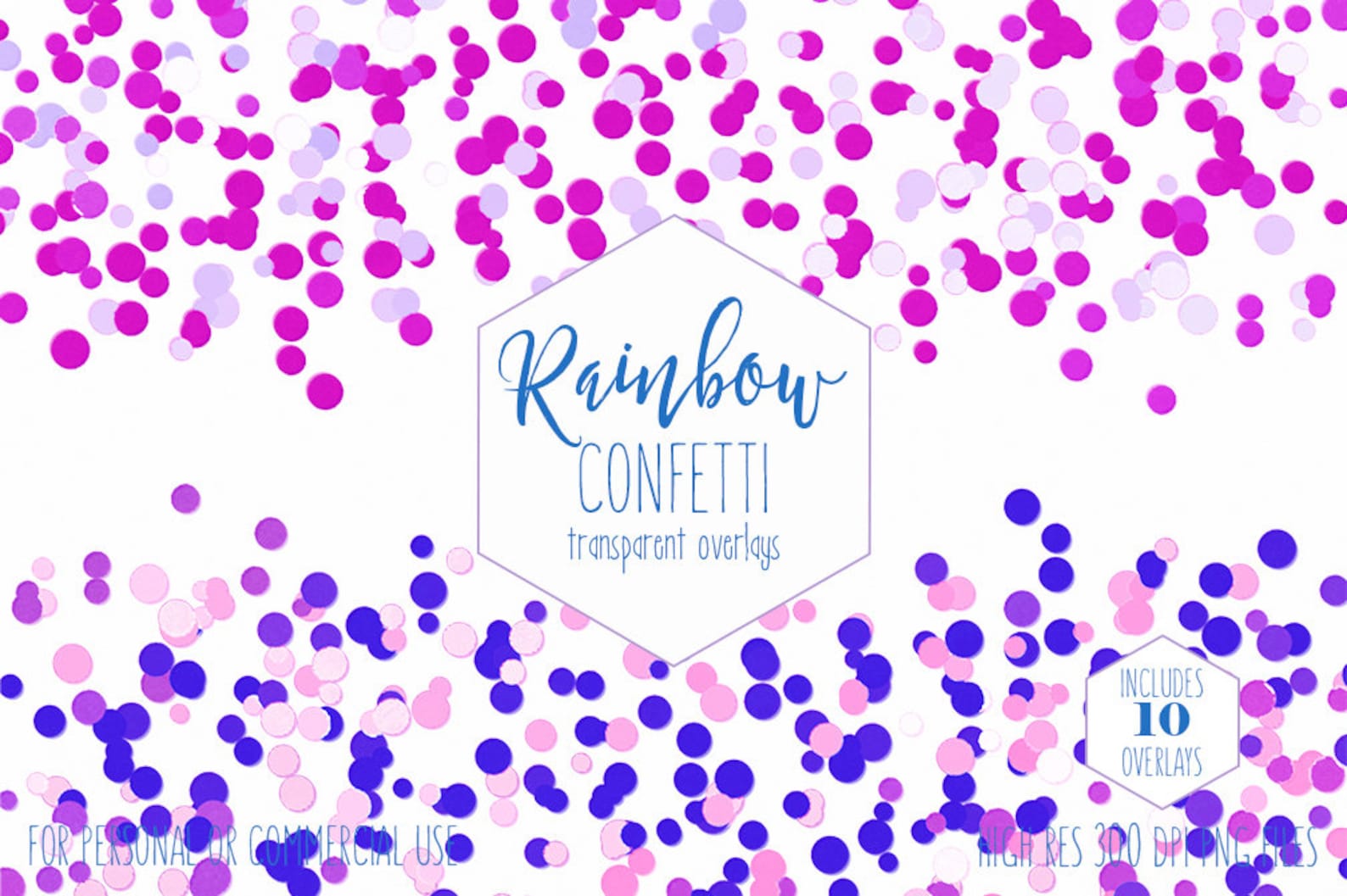 RAINBOW CONFETTI BORDER Clipart for Commercial Use Clip Art Etsy