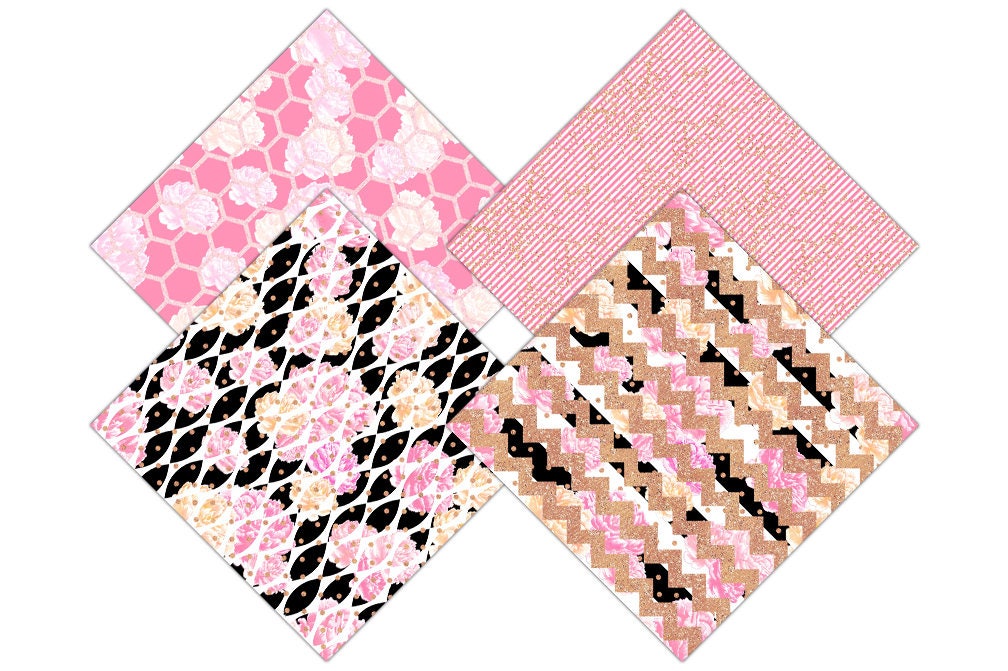 Download WATERCOLOR FLORAL Digital Paper Pack Black White Pink ...
