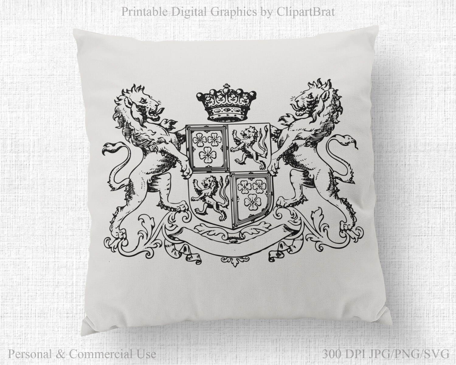 Download LION CREST CLIPART for Commercial Use Wedding Clip Art ...