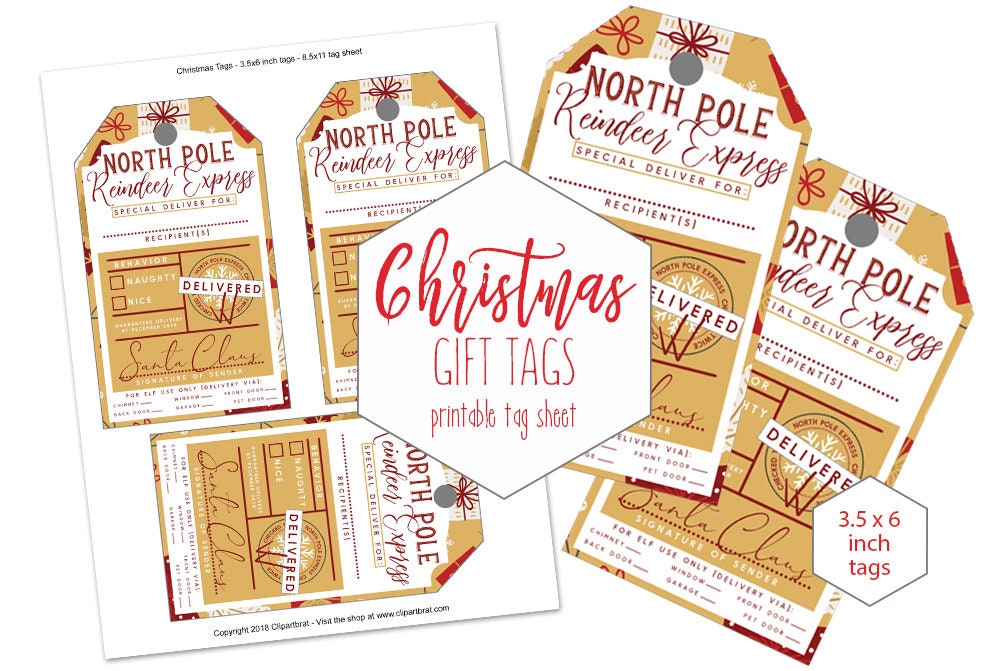 Printable Christmas Gift Tags 8.5x11
