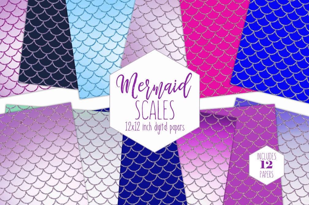 Mermaid Scales Digital Paper Pack Gold Mermaid Paper Printable Mermaid Rainbow Paper Scrapbook Art Mermaid Digital Paper Blue Aqua Green