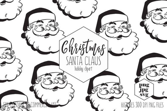 Christmas Santa Clipart For Commercial Use Santa Claus Svg Clip Art Vintage Santa Clause Face Cut Out Fun Holiday Digital Vector Graphics