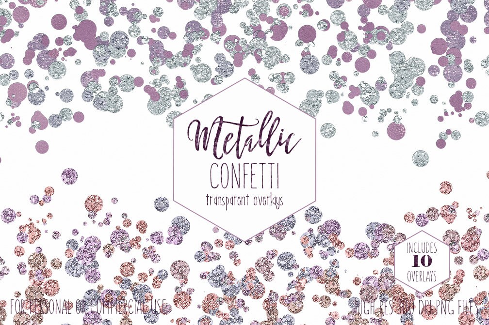 Download PURPLE & MINT CONFETTI Overlays Clipart Commercial Use ...