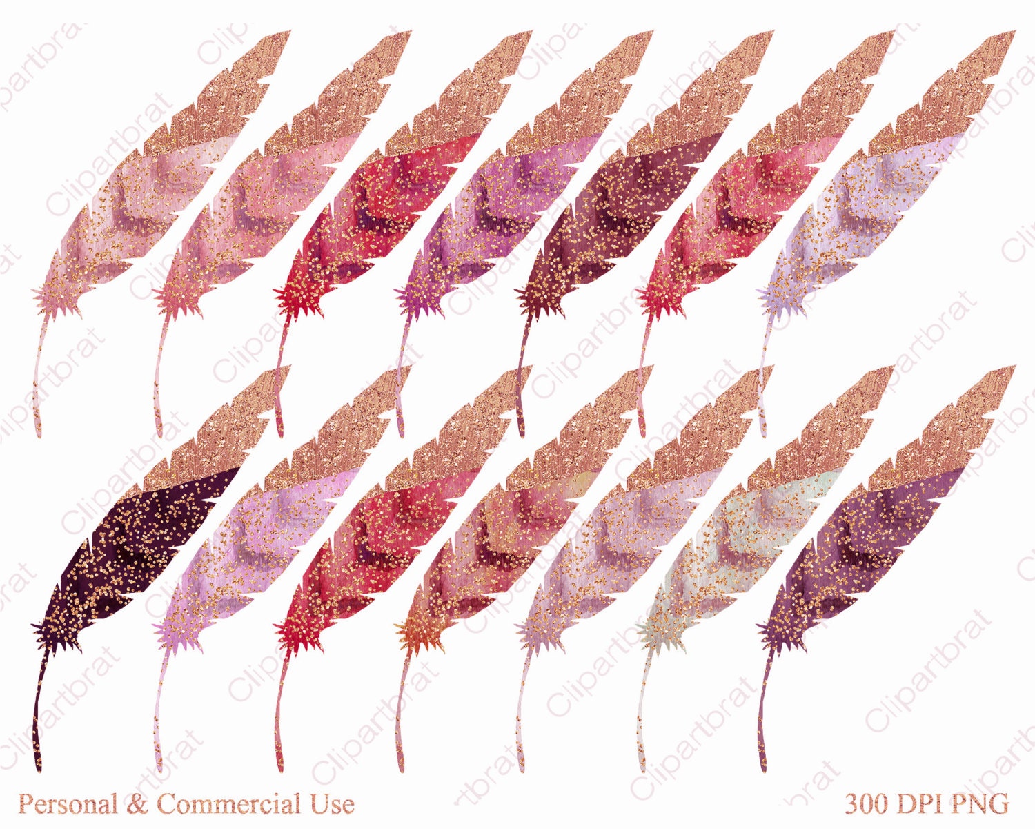WATERCOLOR FEATHER Clipart Commercial Use Clip Art Boho ...