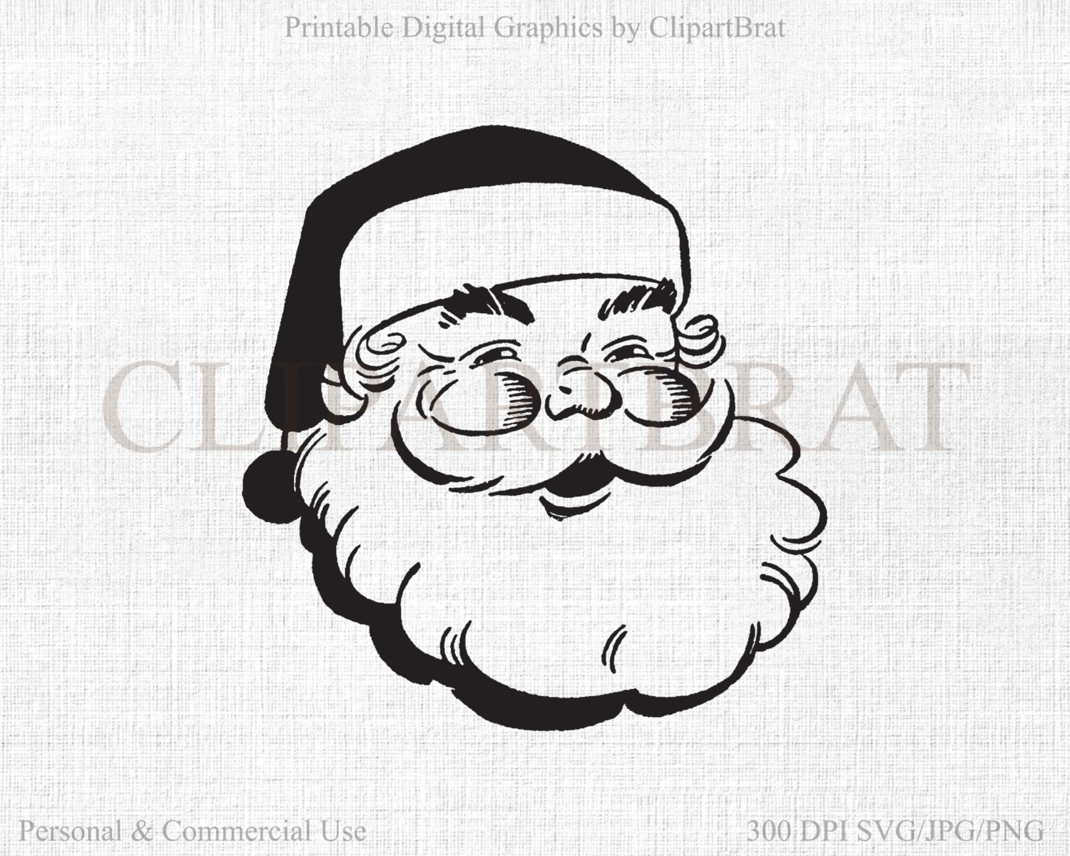 Download CHRISTMAS SANTA Clipart for Commercial Use Santa Claus SVG Clip Art Vintage Santa Clause Face ...