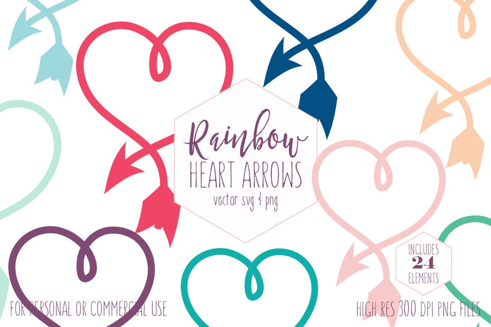 Download Rainbow Heart Arrow Clipart For Commercial Use Planner Sticker Clip Art Heart Frame Love Arrow Valentines Day Digital Vector Graphics Svg
