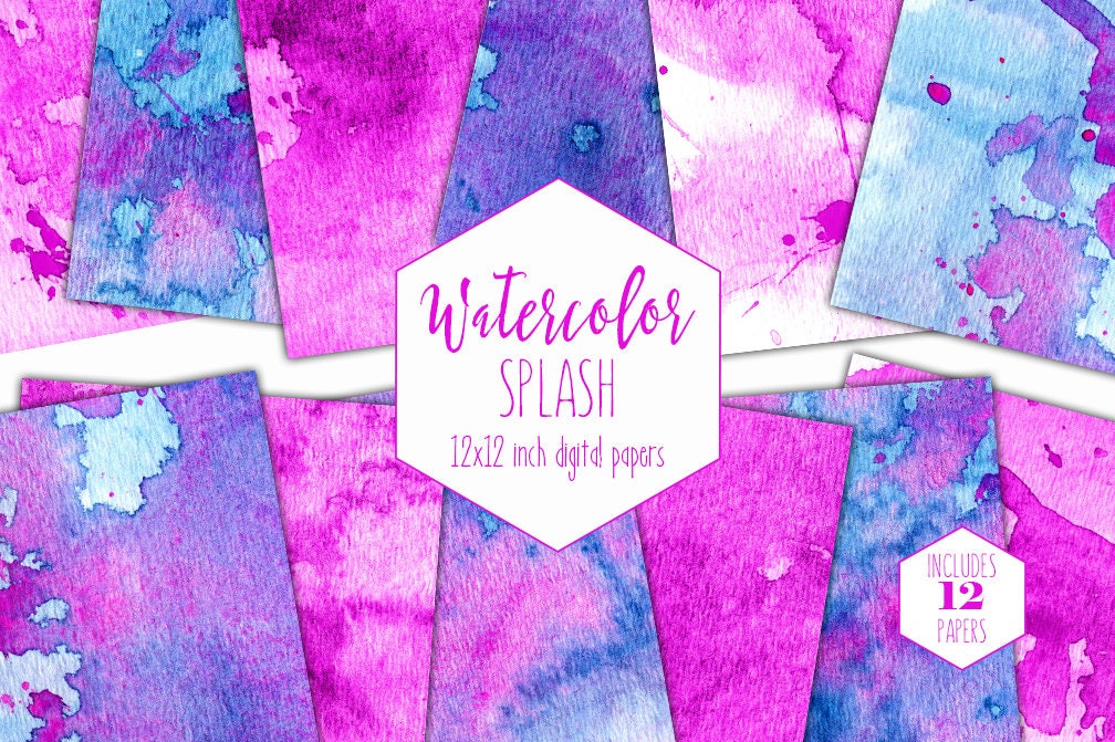 Download PINK TIE DYE Watercolor Digital Paper Pack Commercial Use ...