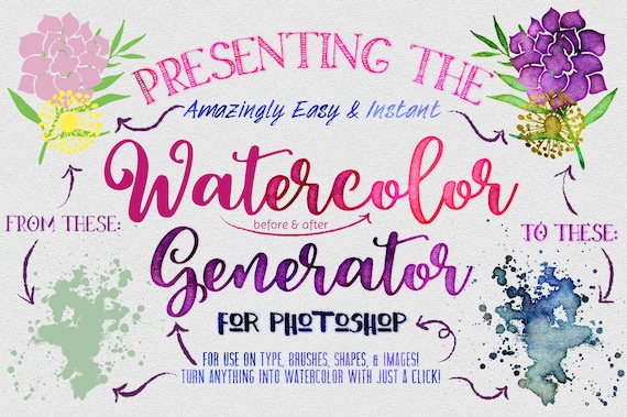 Watercolor Generator For Photoshop Quickly Create Watercolour Etsy