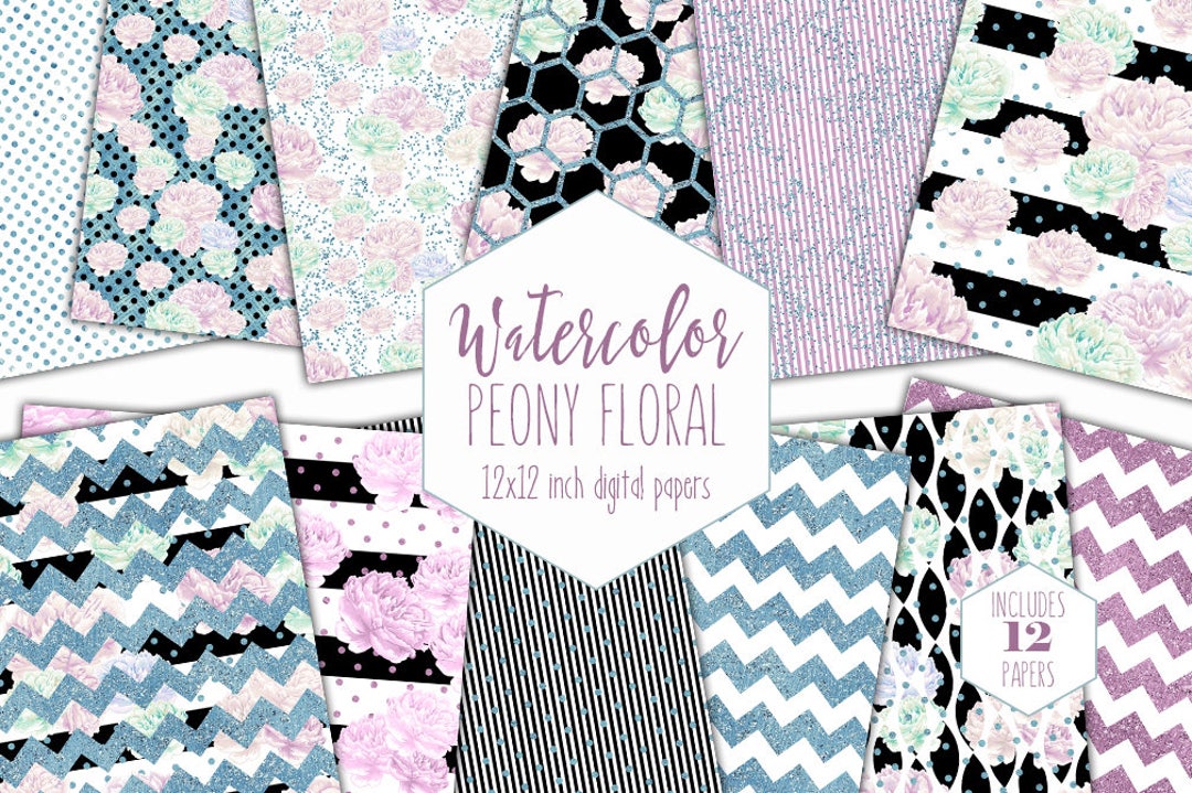 BLUSH PEONY FLORAL Digital Paper Pack Commercial Use - Etsy Australia