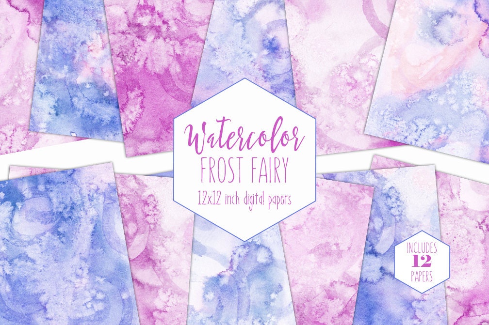 Frozen Watercolor Digital Files Winter Watercolor Textures 12 Blue Ombre Digital Paper Commercial Use OK Pastel Wedding Backgrounds