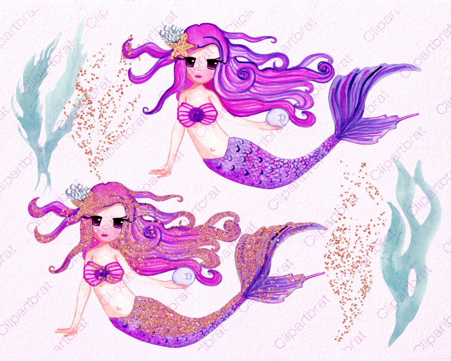 Download CUTE PINK MERMAID Clipart Commercial Use Clip Art ...