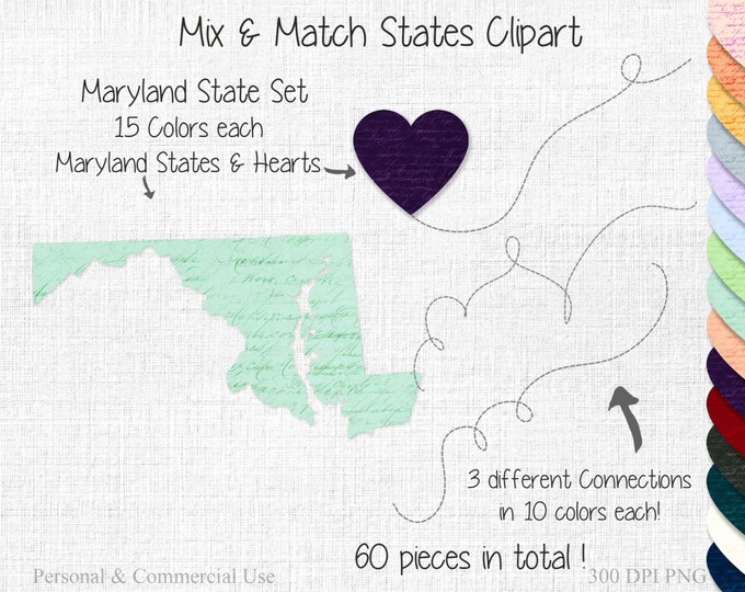 FRIENDS COUPLES STATE to State Clipart Wedding Clipart Commercial Use Clipart Mix & Match Home States Connected Maryland Clipart