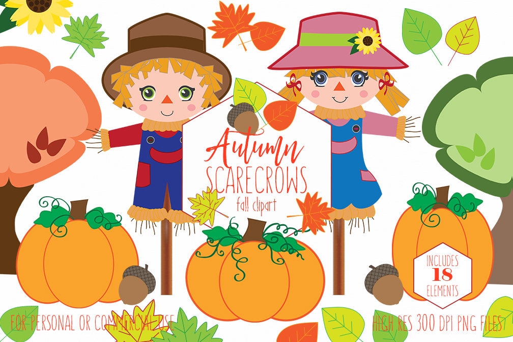AUTUMN SCARECROW CLIPART for Commercial Use Planner Clip ...