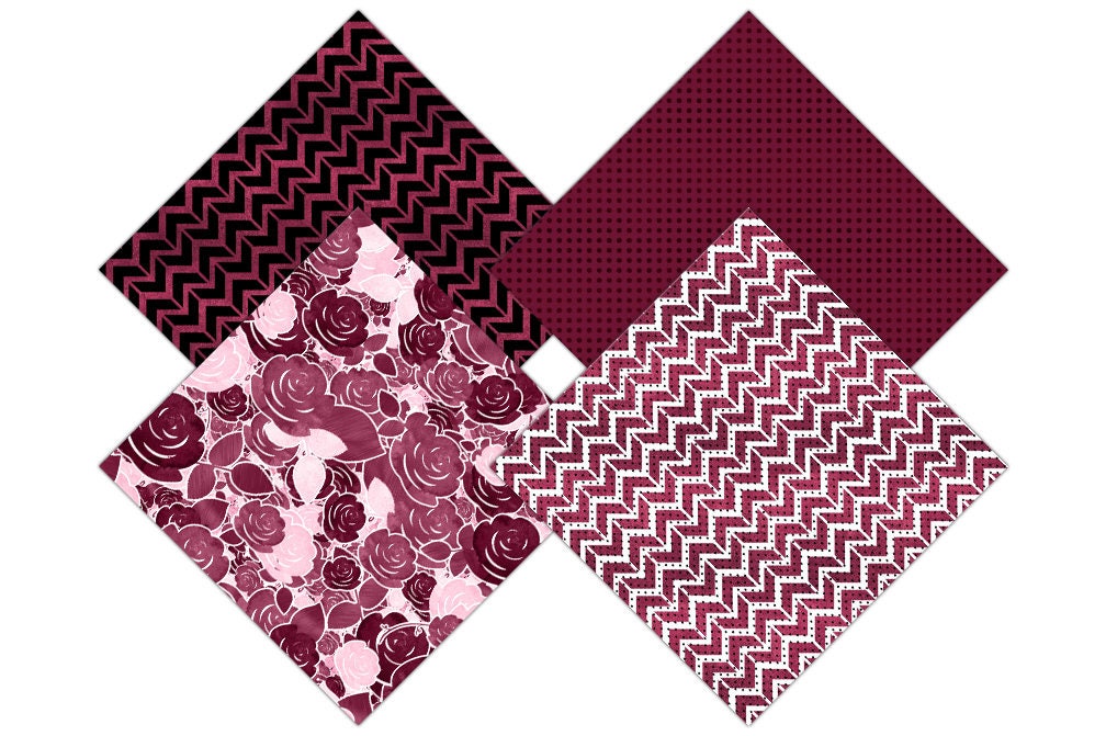 Download NAVY & BURGUNDY FLORAL Digital Paper Pack Commercial Use ...