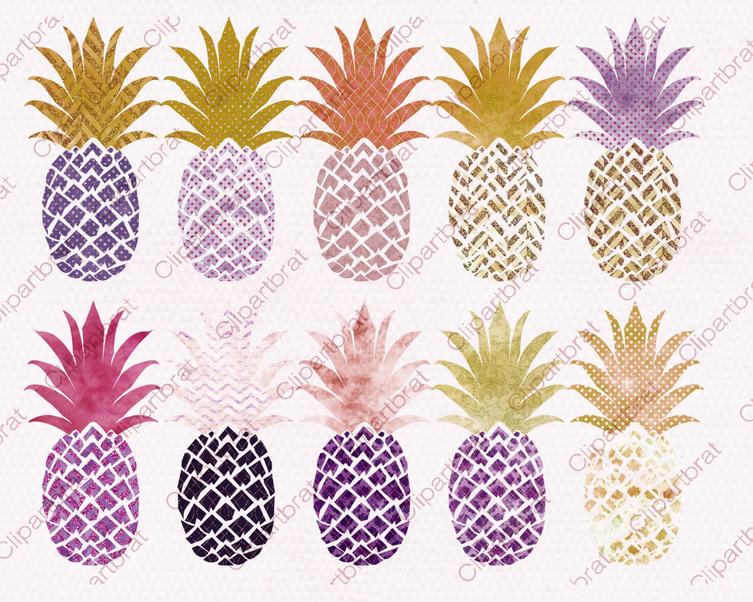 Download PURPLE & GOLD PINEAPPLE Clipart Commercial Use Clip Art ...