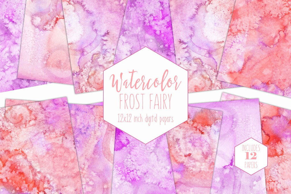 coral watercolor digital paper