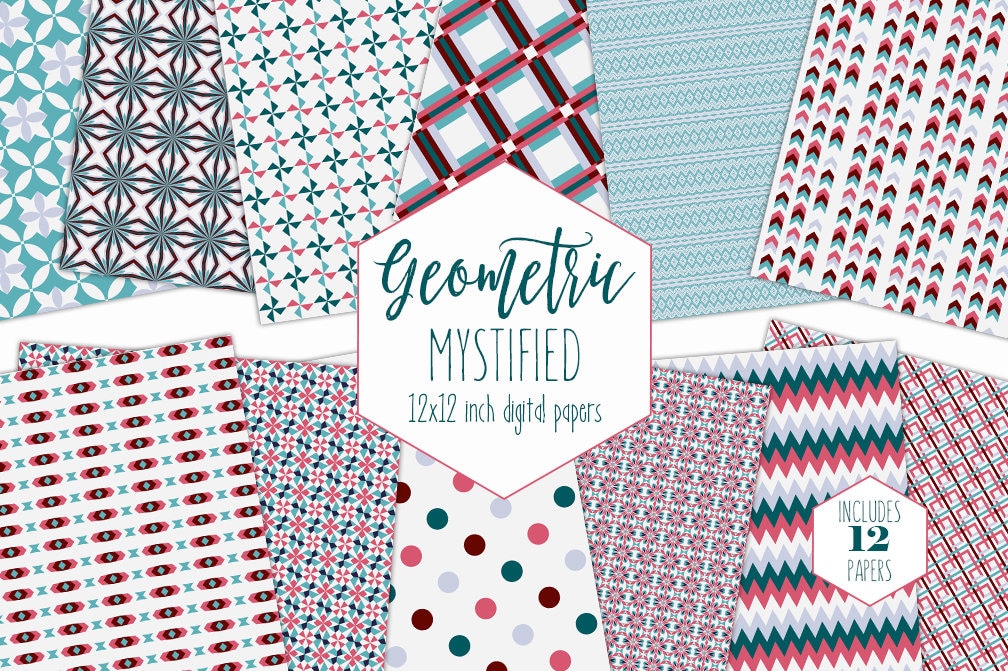 Download TEAL & SALMON PINK Digital Paper Pack Tribal Backgrounds ...