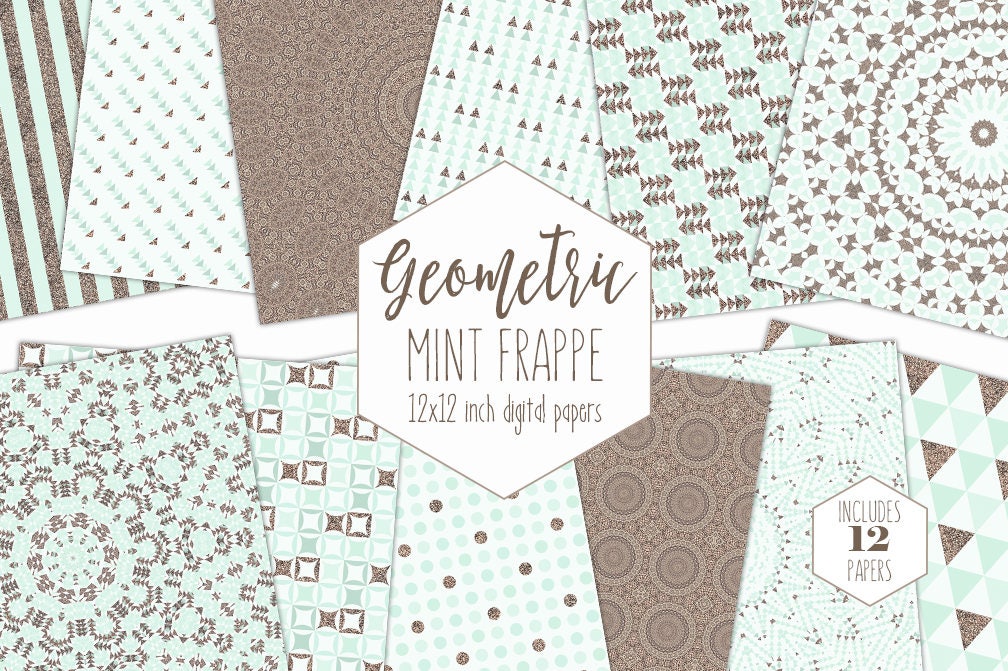 Download ROSE GOLD & MINT Digital Paper Pack Mandala Backgrounds ...