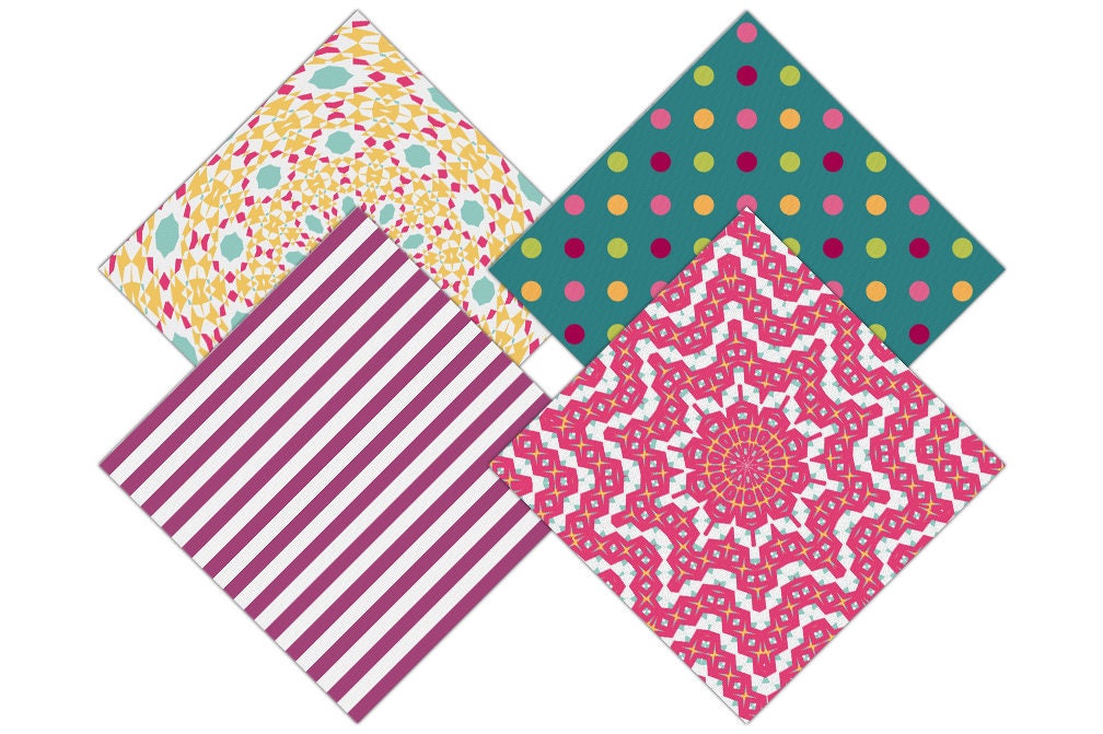 Download RAINBOW GEOMETRIC Digital Paper Pack Mandala Backgrounds ...