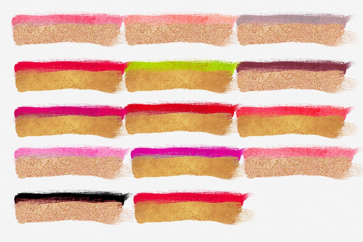 Download METALLIC GOLD & PINK Watercolor Brush Strokes Clipart ...