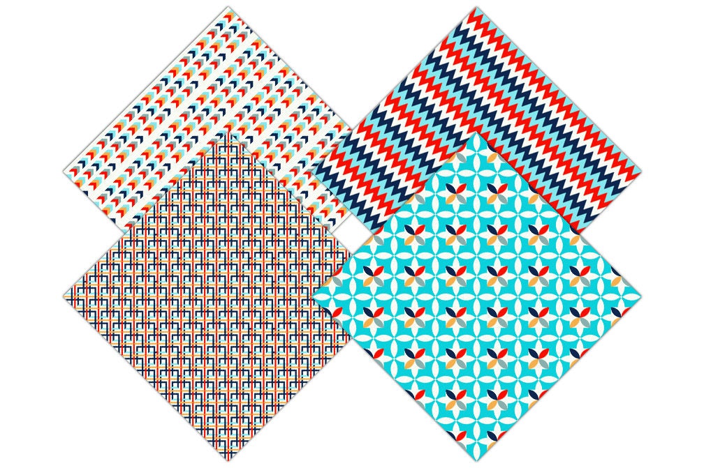 Download GEOMETRIC NAUTICAL Digital Paper Pack Red Navy Blue ...