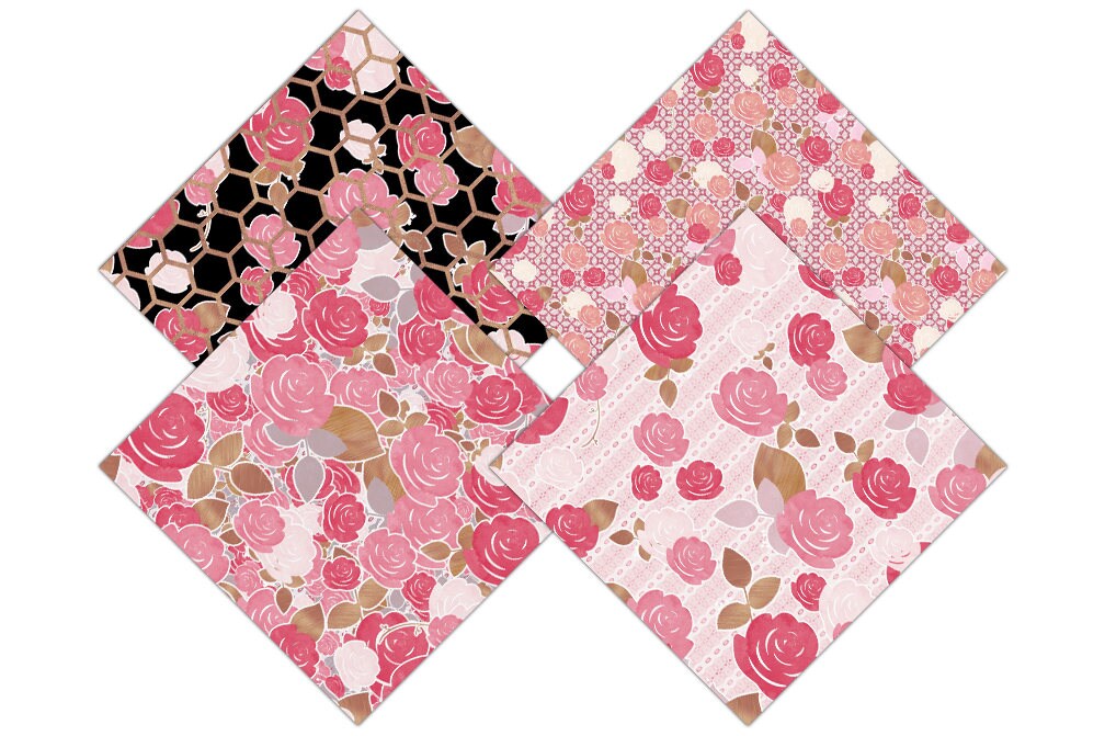 Download ROSE GOLD FLORAL Digital Paper Pack Commercial Use Pink ...