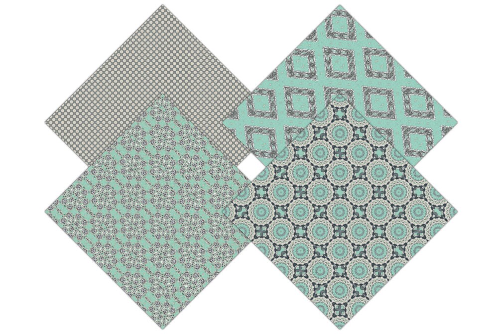 Download BOHO GRAY & MINT Digital Paper Pack Mandala Backgrounds ...
