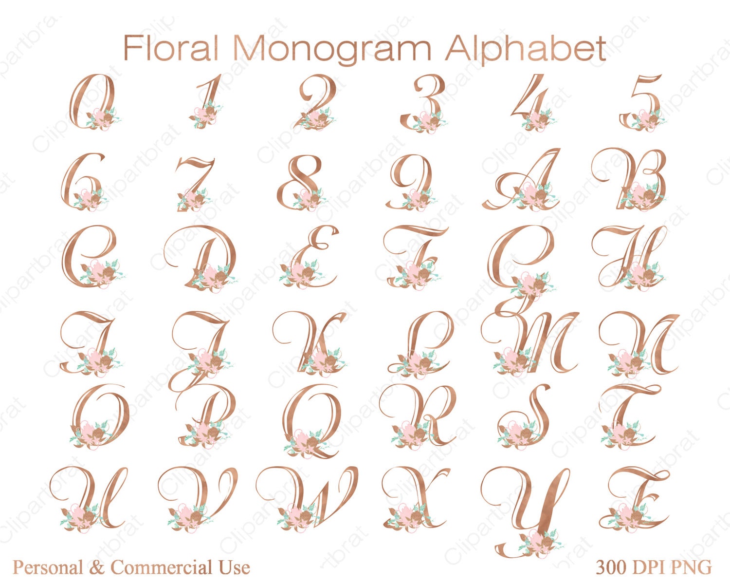 Download ROSE GOLD ALPHABET Clipart for Commercial Use Wedding ...