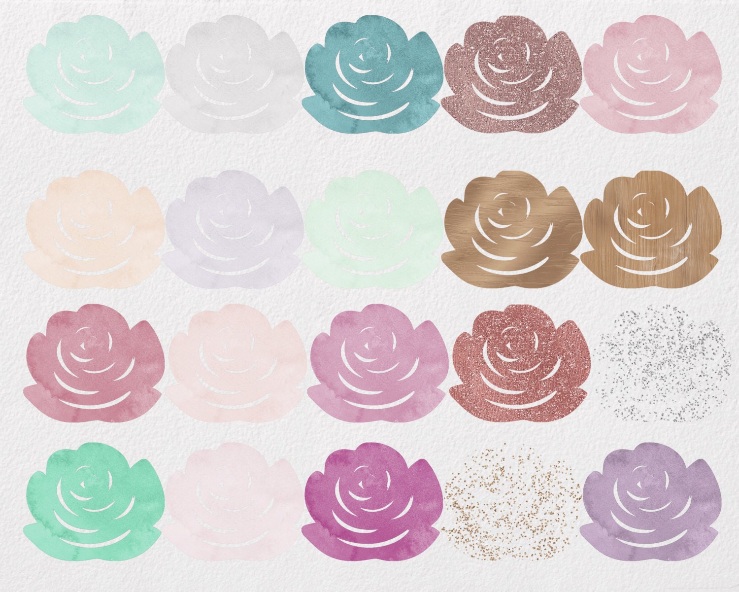 Download BLUSH PINK & MINT Watercolor Floral Clipart Commercial Use ...