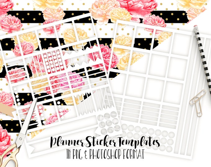 PLANNER STICKER TEMPLATES Personal Use Blank Diy Sticker Templates Life Planner Digital Stickers Erin Condren Planner Template Png Photoshop