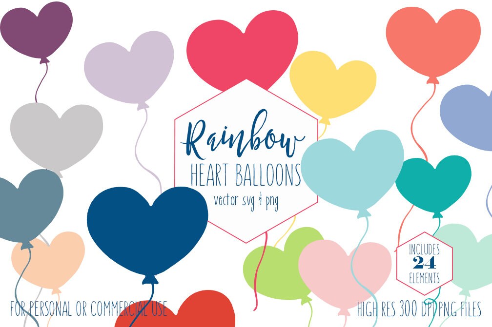 Download Heart Balloon Clipart For Commercial Use Planner Sticker Clip Art Fun Rainbow Birthday Party Balloon Digital Graphics For Kids Balloon Svg