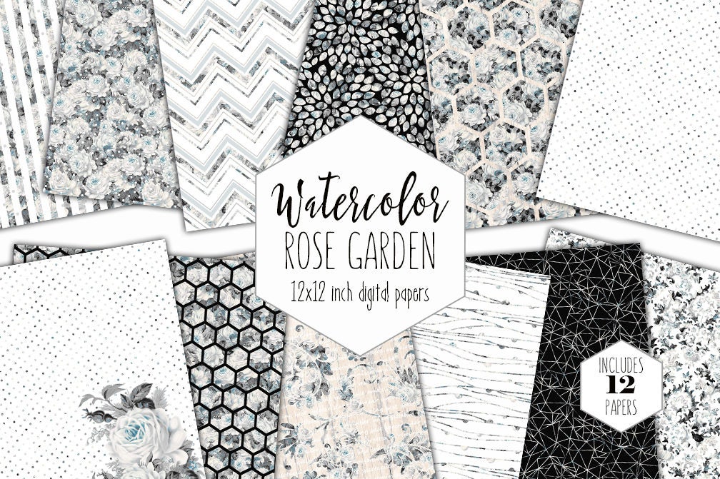 Wood texture Digital Paper, Shabby Roses Digital Paper, Floral