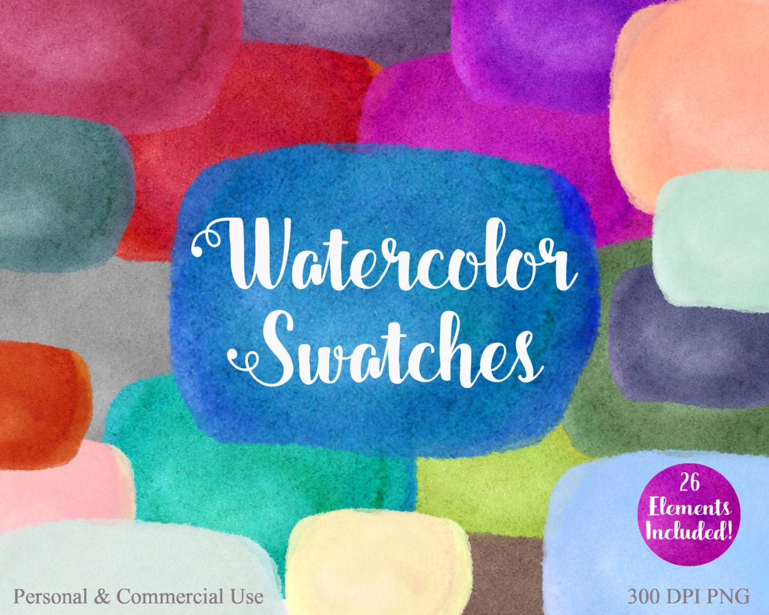 WATERCOLOR SWATCH Clipart Commercial Use Clipart 26 Watercolor Paint Rectangles Watercolor Brush