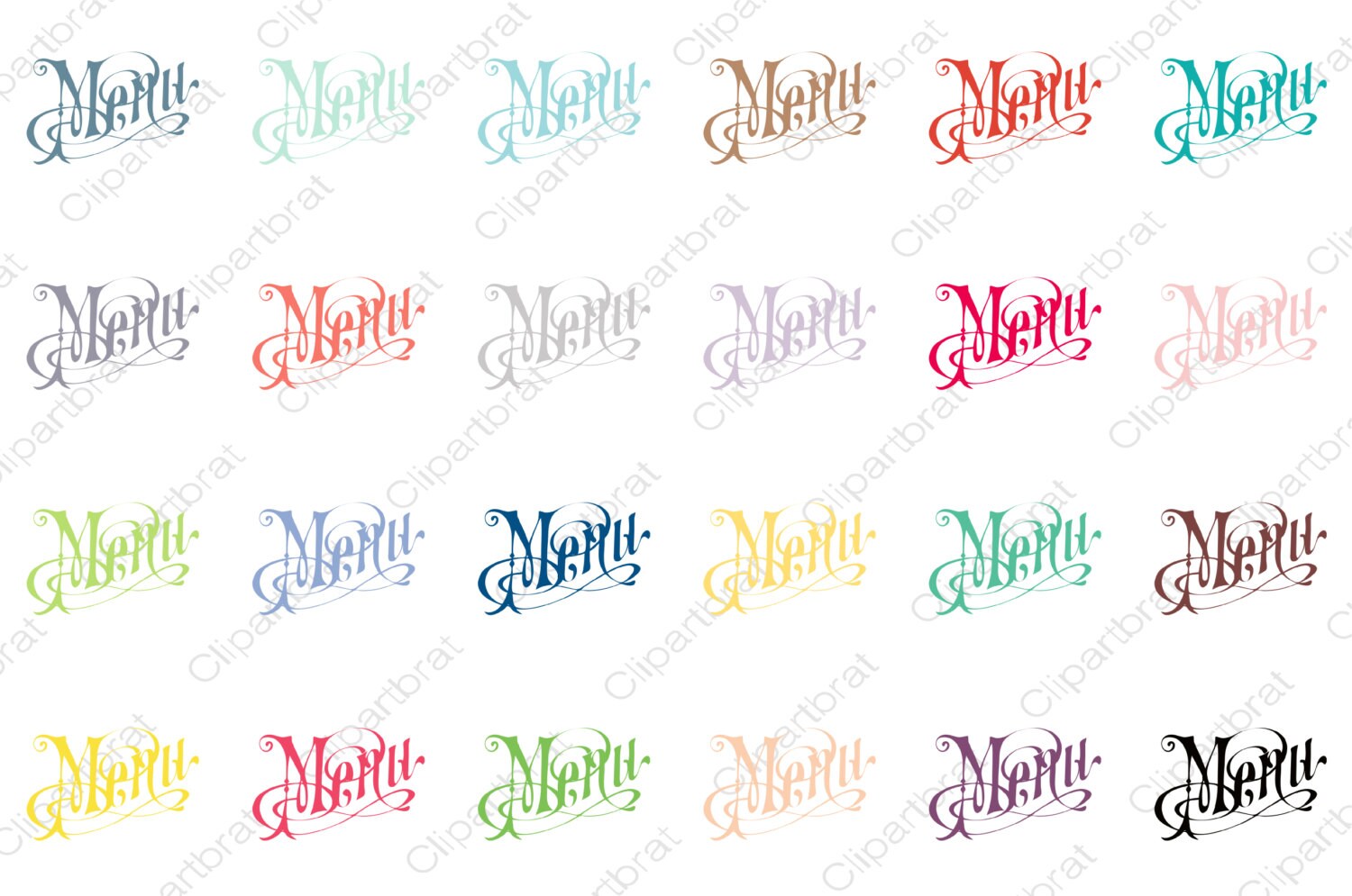 MENU TYPOGRAPHY CLIPART for Commercial Use Clip Art Cafe ...