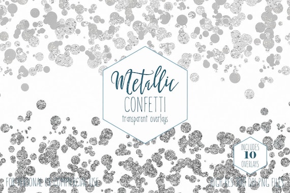 Silver Confetti Borders Clipart Commercial Use Party Clip Art Etsy