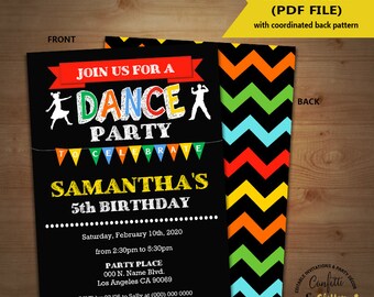 Dance birthday party invitation dancing party invite dance studio chalkboard Instant Download YOU EDIT TEXT and print yourself invite 5633