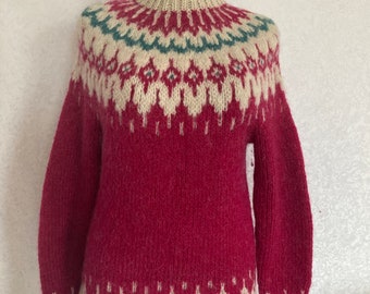 Handmade Seamless Knitted Fair Isle High Neck Winter Sweater size M