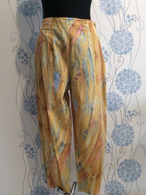 Max Mara, Vintage MAX MARA / MaxMara Summer Cotton Side Zip Ankle length Pants, Trosers, size L