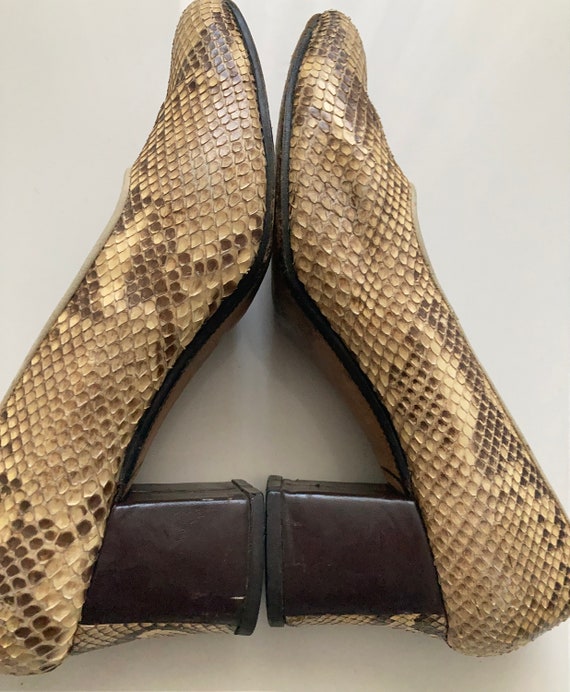 Vintage Handmade Real Snake Skin Leather Pumps He… - image 2