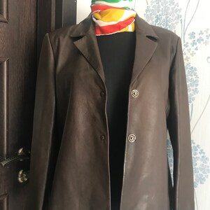 Whistles Early 2000s Soft Leather Women Blazer , Veste taille 14 UK Cuir marron, sur mesure fabriqué en Inde