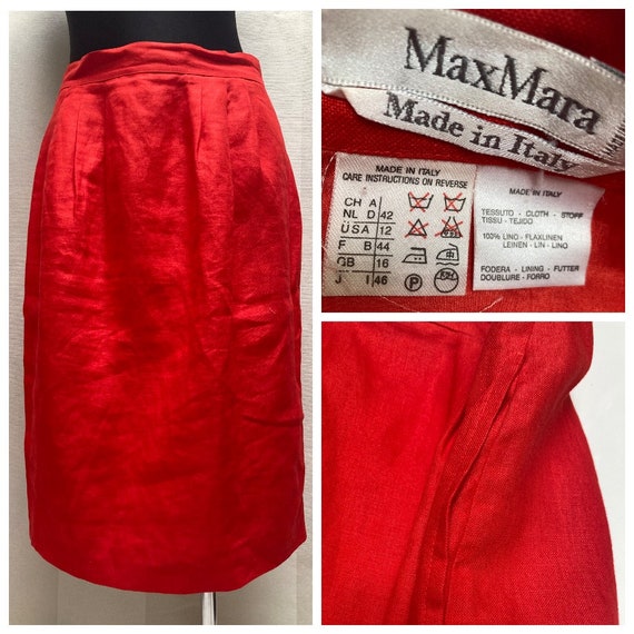 MAX MARA / MaxMara Vintage Pure Linen Scarlet Red… - image 1