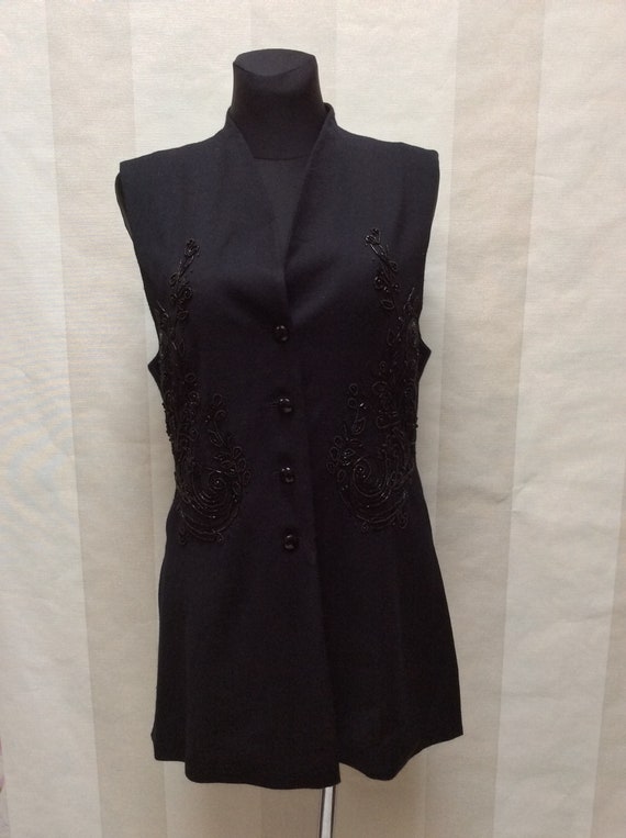 Vintage BETTY BARCLAY Tailored Black Pure Wool Ca… - image 4