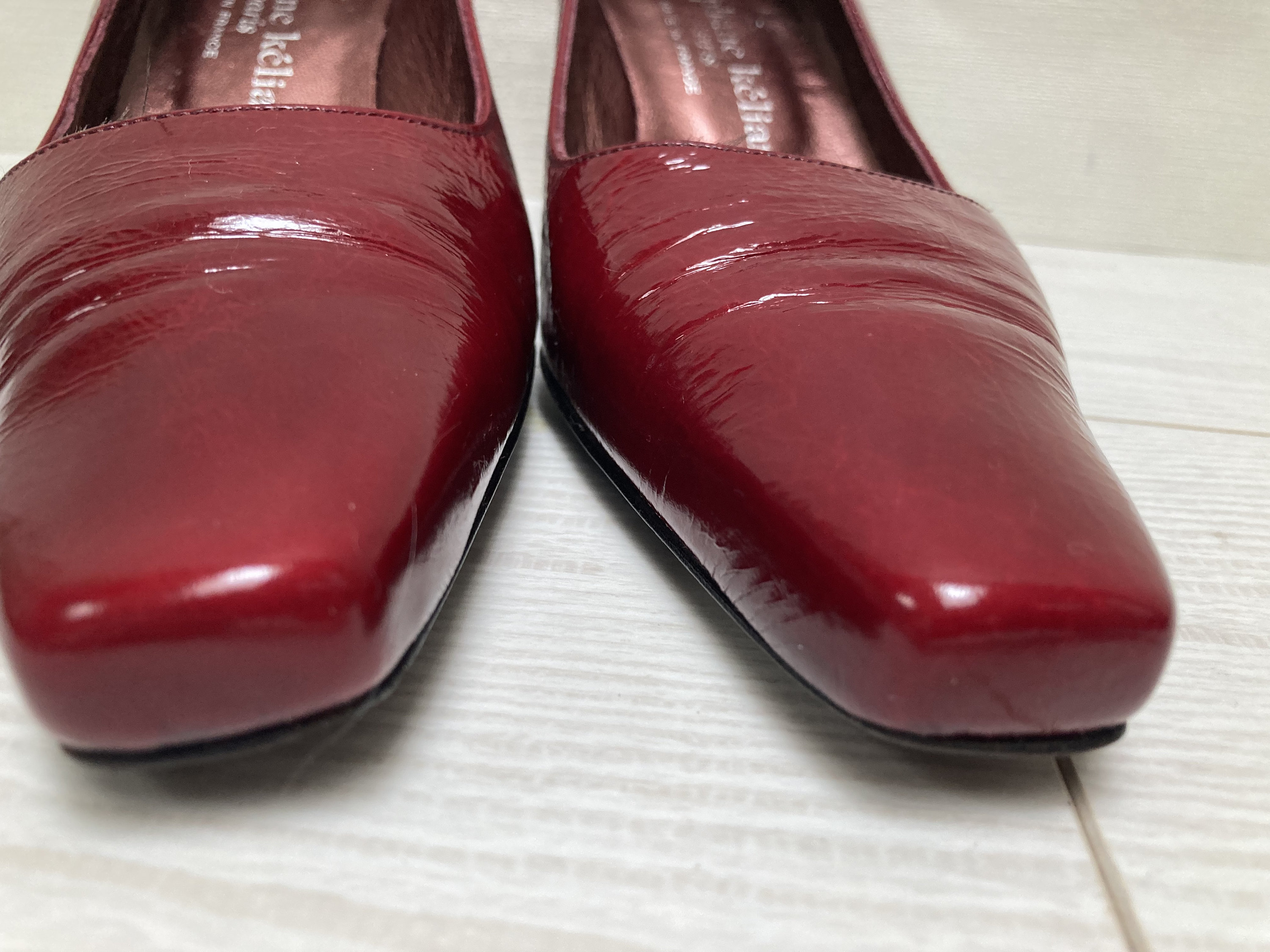 Stephane Kelian women’s Red Leather Shoes size 10m Stephane Kelian Made in FRANCE Red Suede 2.25” Wedge shoes  main image 4