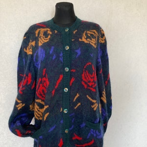 Super Kid Mohair Vintage Floral Strickjacke hergestellt in Italien. Größe 42, L-XL . Ganz neu!