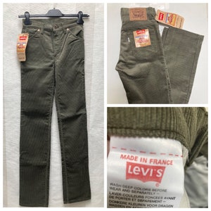 Vintage Levi’s made in France  Supercord Khaki Slim Corduroy Jeans  size 28”x 36”, Skinny Cords