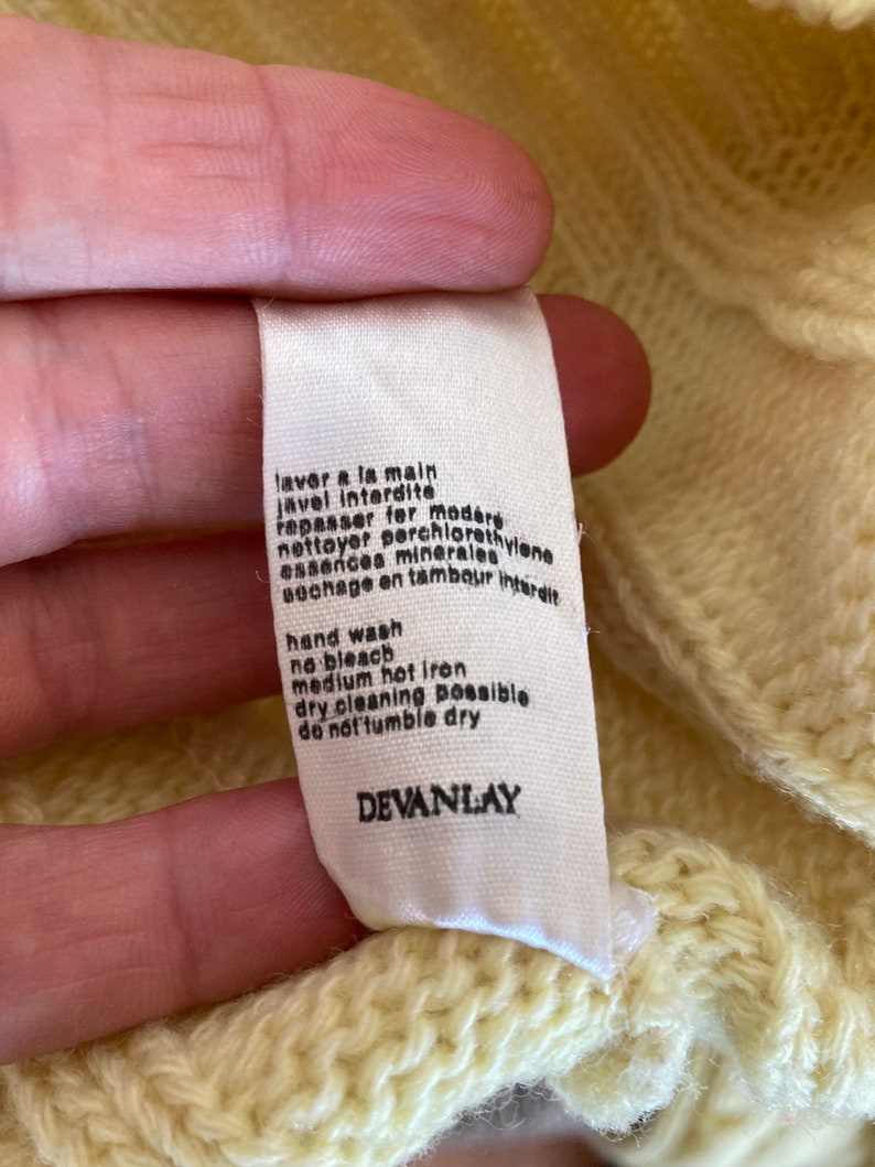 Vintage Chemise Lacoste made in France Lemon Yellow V-Neck Knitted Sweater size 6, fits modern L-XL image 6